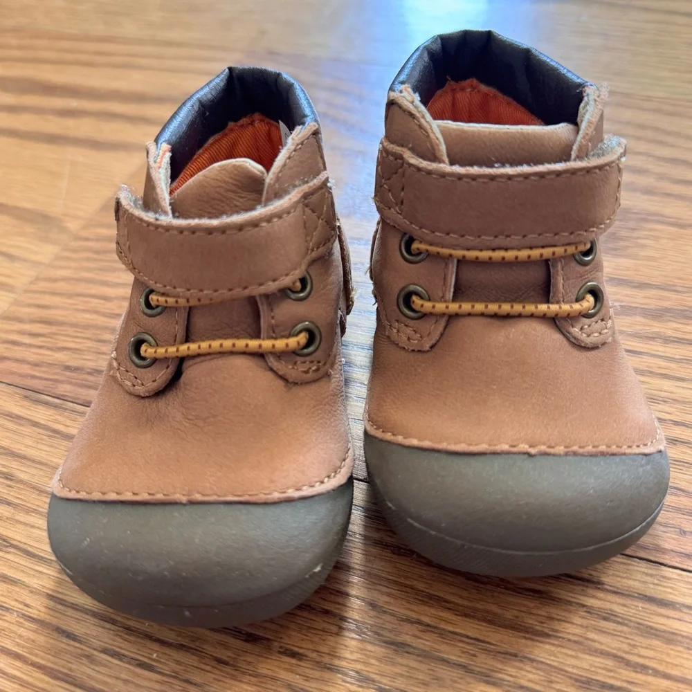 Baby size 3 Stride Rite soft motion Burrell Boys Leather Boots Tan - NEW